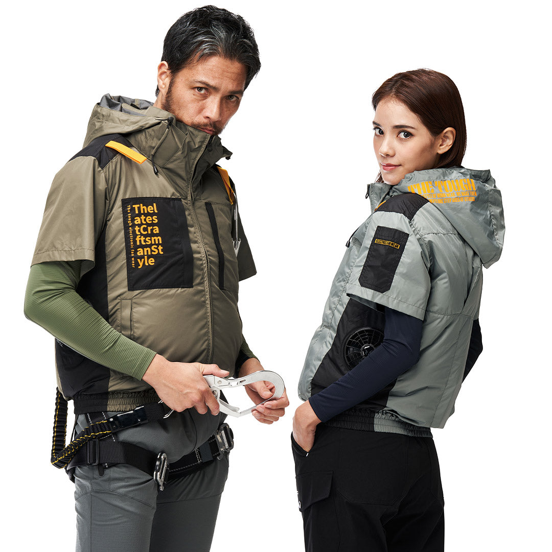 The tough 7745 空調風神服 チタンフード半袖ジャケット