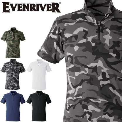 EVENRIVER NRS216 ヘビーウェイトジップネックＴシャツ(半袖)