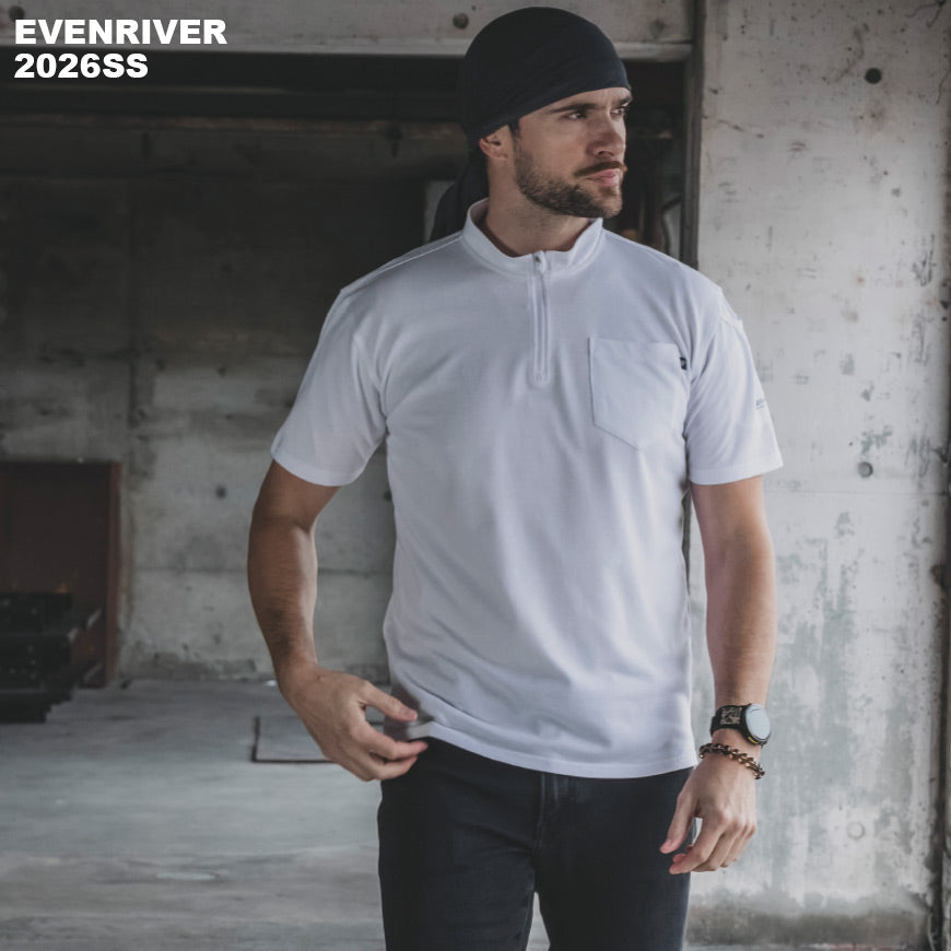 EVENRIVER NRS216 ヘビーウェイトジップネックＴシャツ(半袖)